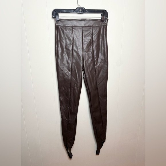AFRM Sydney dark brown pleather stirrup leggings pants size XS - Picture 5 of 7